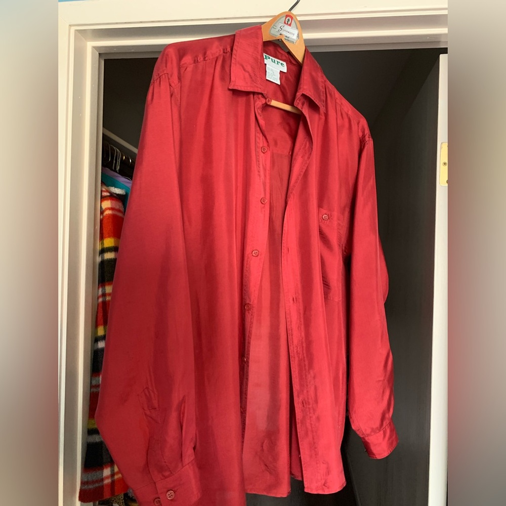 Vintage red silk unisex shirt